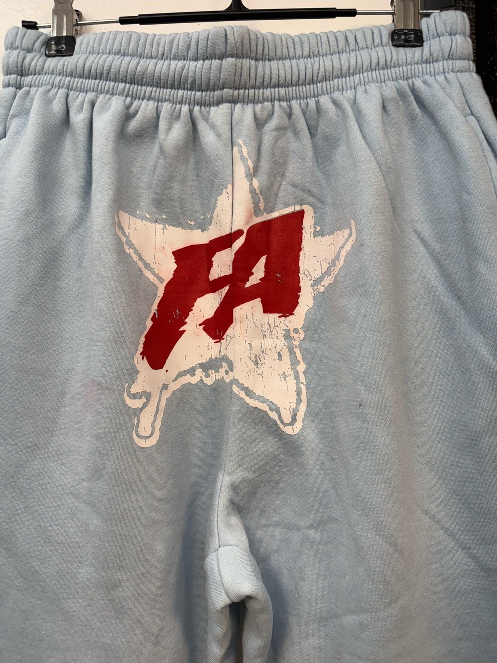 Light Blue Flame Panel oversized Sweatpants with Red FA Logo - Picture 2 of 6